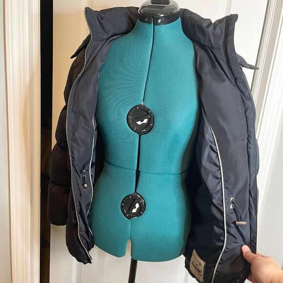 Massimo Dutti Made in Italy Duck Down Sports Hooded Zip Pocket Puffer Coat - Picture 3 of 15